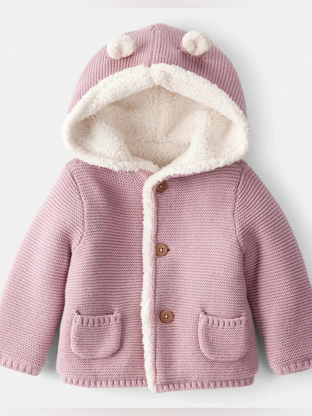 Baby Girl Carter's Sherpa Lined Cotton Long-Sleeve Sweater